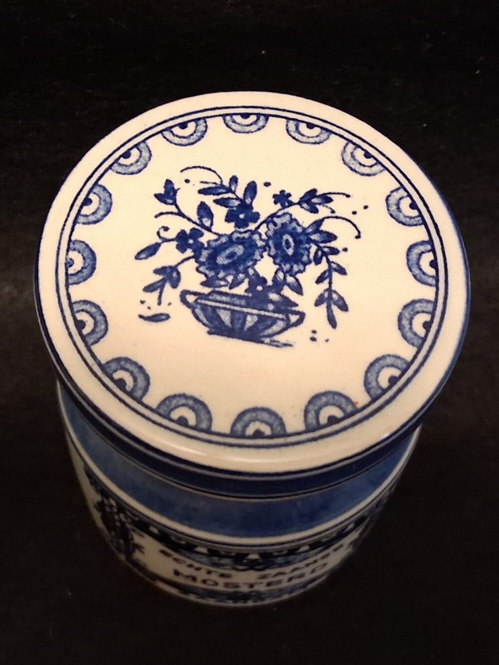 Vintage Delft Blue Zaanse Mosterd Jar - Windmill "De Huisman" with Cork Lid - Picture 7 of 10